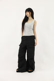 Nylon zipper open pants