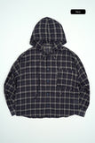 Civita wrinkle hooded check shirt