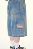 Wengen carpenter banding denim bermuda pants