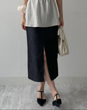 Selvage Slit H-Line Long Skirt