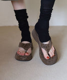 Leopard print platform sole flip flop mule
