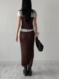 [Wrap set] Pleated H-line long skirt