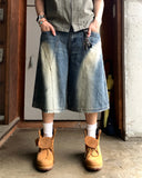 Wave Cut Brush Bermuda Denim