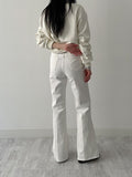 Center Crease Semi Bootcut Denim Pants