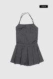 Mui pleated halter-neck one-piece