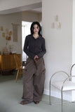 Rib mohair collar cardigan