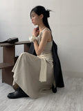 Bell sleeveless flare long one-piece