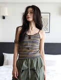 Two-tone ethnic sleeveless top