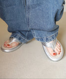 Rattan fluffy flip-flops