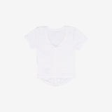 Lucent shirring button crop tee