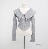 Twill Rib Big Collar Knit