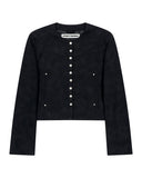 LEATHER SNAP CROP JACKET