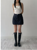 [with cup] Button ribbed sleeveless bra top