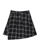SNAP WRAP CHECK PLEATS SKIRT