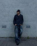 Crack Washed Tin Blue Denim