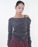 Loop stripe drape long sleeve