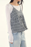 Mona check bustier blouse