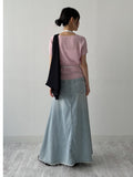 547 Vintage Flare Long Denim Skirt