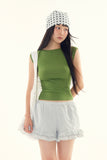 Modish ribbed cap sleeve t-shirt