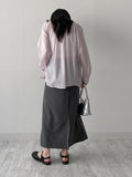 Striped Twist Wrap Long Skirt