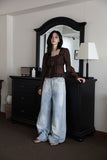 Loose fit studs fringe denim