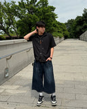 Embroidered Lettering Bermuda Pants
