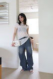 Side pin tuck rivet denim