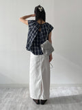 Tom Check Flare Short Sleeve Blouse