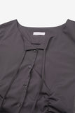 Low shirring button-up blouse