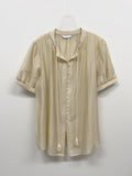 Tassel See-Through Long Short Sleeve Blouse