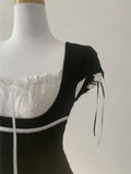 Dotoni Lace Ribbon Top