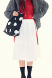 Rosy cotton frill midi skirt