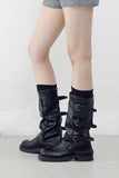 Low Buckle Biker Boots