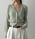 Mu Symbol Raglan V-neck Cardigan