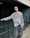 Pigment Henley Neck Waffle Long Sleeve