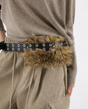 Chess Eyelet Fur Leather Belt