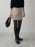 Pintuck Wool A-Line Mini Skirt