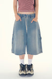 Wengen carpenter banding denim bermuda pants