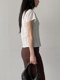 [Short sleeve ver.] Straw collar pin tuck blouse