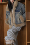 Quilted Lining) Earth Fur Denim Jacket