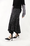 Grunge check long skirt