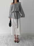 Meringue Two Way Shirring Loose Fit Blouse