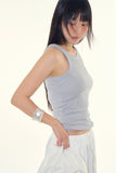 Half wrinkled ribbed sleeveless