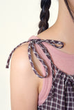 Ribbon check frill one piece