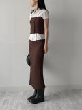 [Wrap set] Pleated H-line long skirt