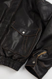 Fur lining leather blouson jumper