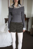 Peril check long sleeve shirt top