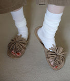 Palm tree suede tassel flip-flops