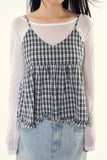 Mona check bustier blouse