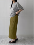 Tuba Wrinkle Banding Long Skirt